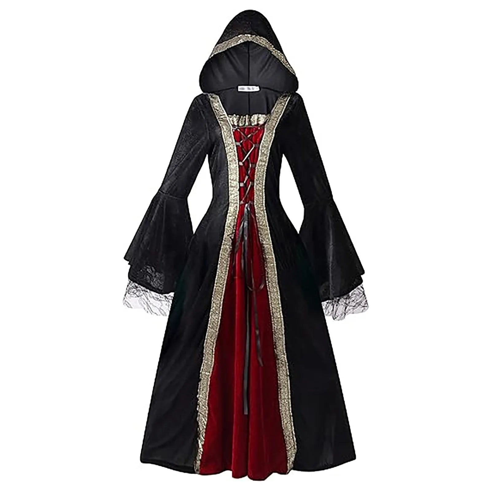Hooded Gothic Fantasy Robe Dress with Elegant Long Silhouette