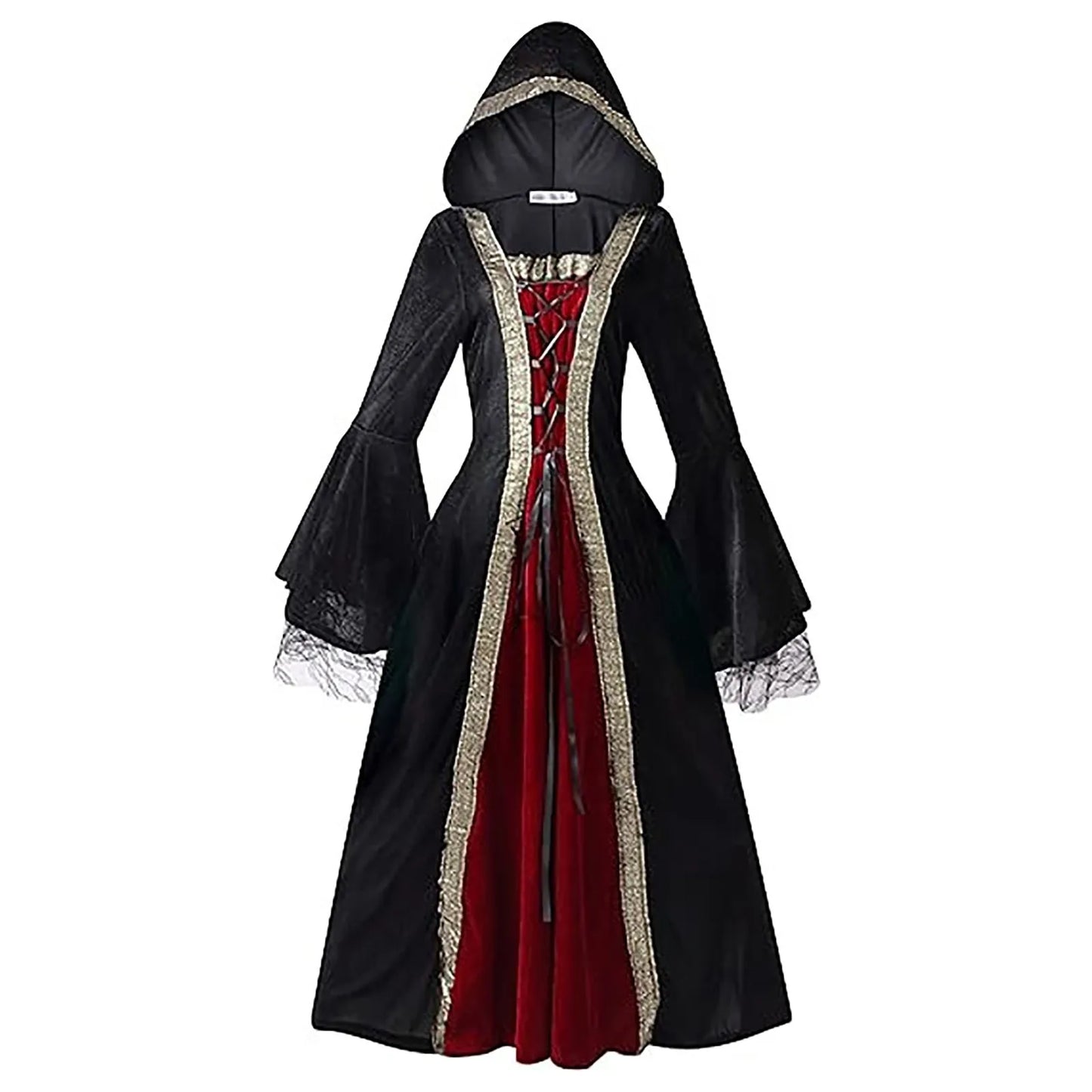 Medieval Inspired Hooded Gothic Maxi Dress With Alternative Fantasy Fashion Appeal