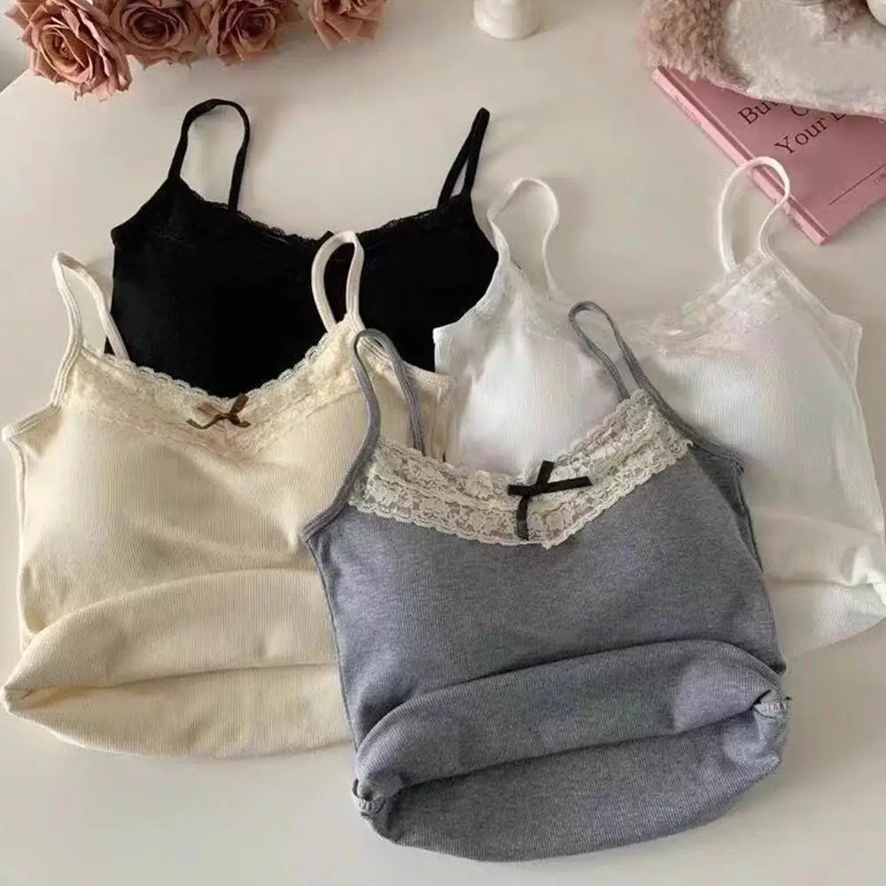 Minimalist Spaghetti Strap Knit Tank Top with Low Back Slim Everyday Fit