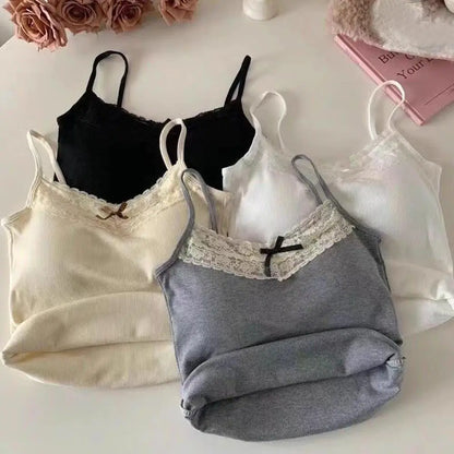 Minimalist Spaghetti Strap Knit Tank Top with Low Back Slim Everyday Fit