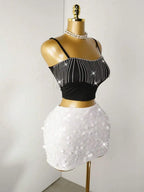 Stretch Sequin Bodycon Mini Skirt with High Shine Party Silhouette