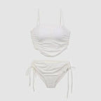Solid Coral Pink Tankini Set with Ruched Side-Tie Bottom