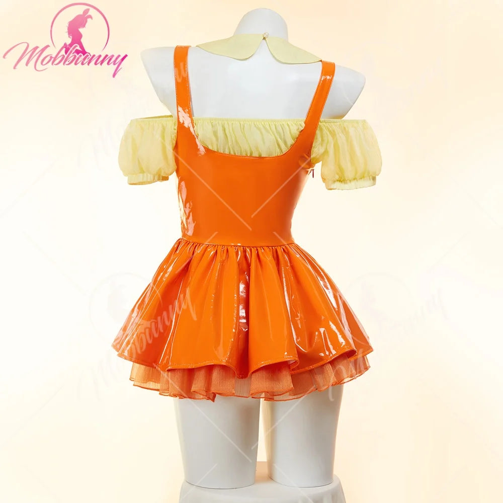 Women's Off-Shoulder Crop Top and Pleated Mini Skirt Costume Set with Matching Accessories
