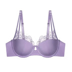 Elegant Lilac Smooth Molded Underwire Bra and Delicate Lace Panty Set