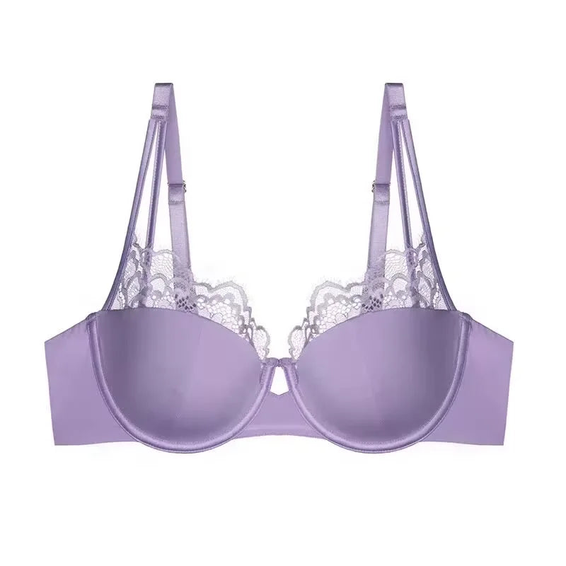 Elegant Lilac Smooth Molded Underwire Bra and Delicate Lace Panty Set