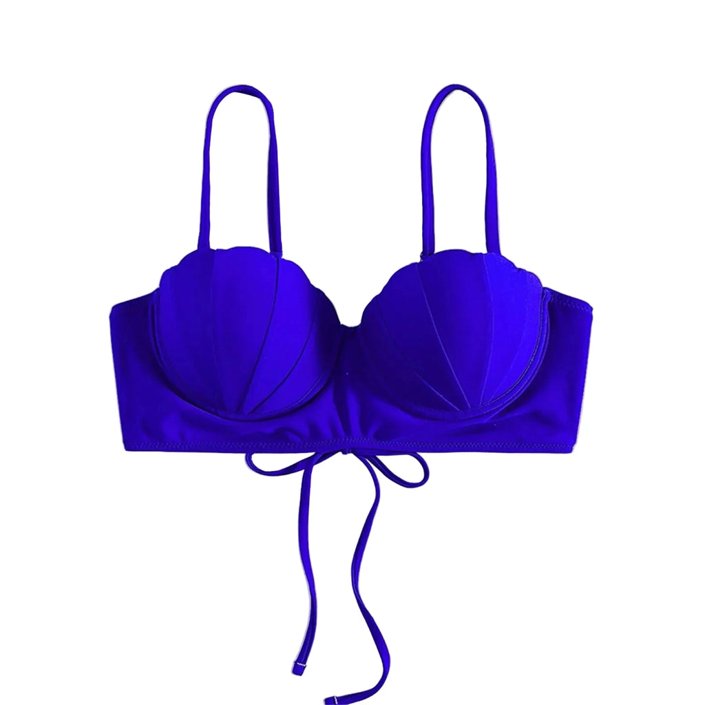 Pastel Lavender Seashell Shaped Balconette Bikini Top with Delicate Straps