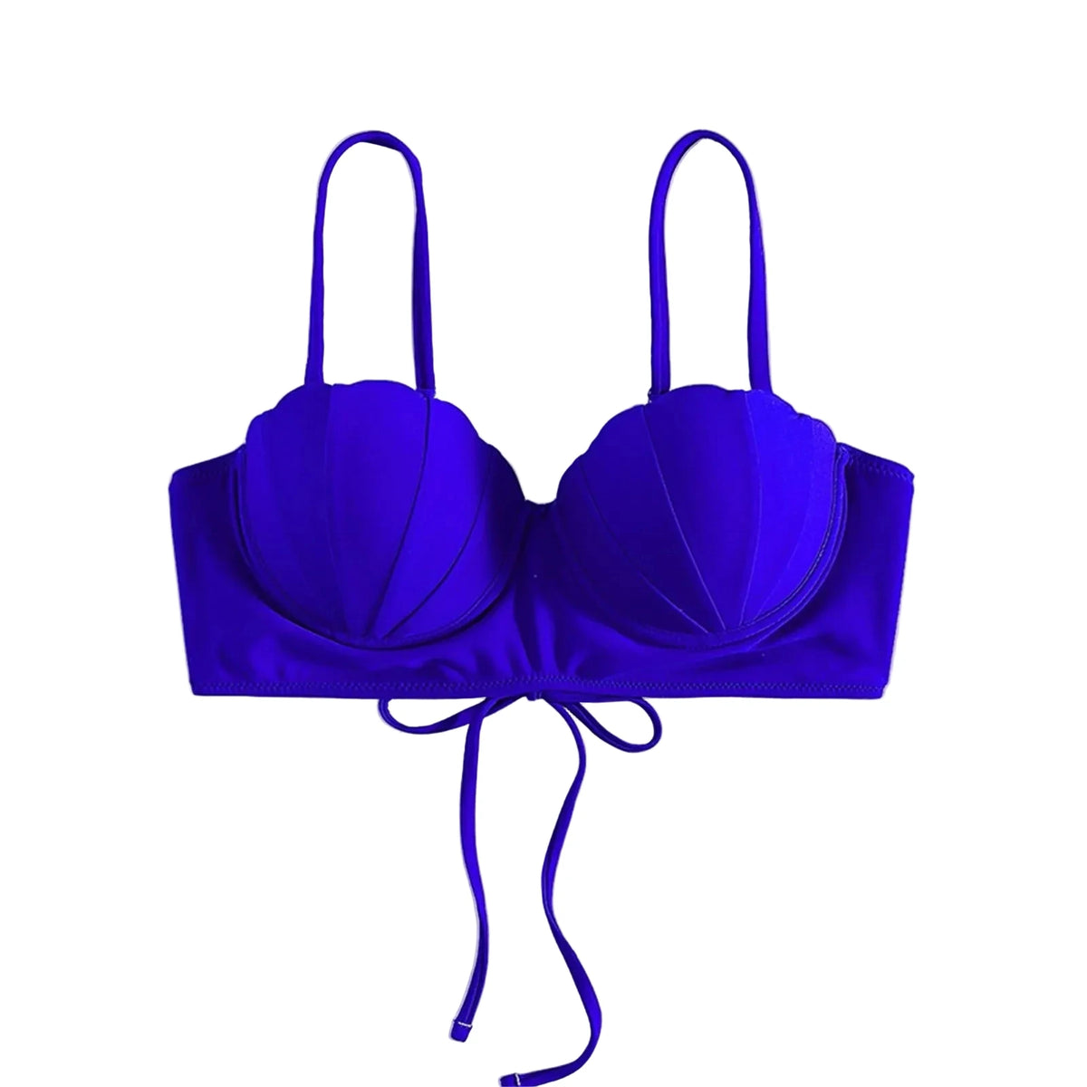 Pastel Lavender Seashell Shaped Balconette Bikini Top with Delicate Straps