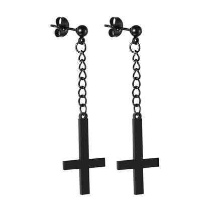 Gothic Cross Hoop Earrings for Punk and Alternative Statement Styling