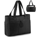 Nylon Utility Tote Bag with Multiple Exterior Pockets and Zip Closure