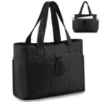 Nylon Utility Tote Bag with Multiple Exterior Pockets and Zip Closure