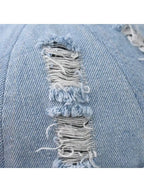 Vintage Washed Denim Skull Cap Distressed Casual Streetwear Fisherman Style Hat