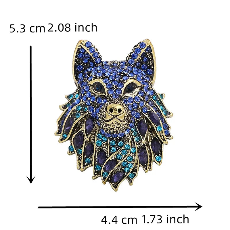 Crystal Wolf Head Statement Brooch for Alternative Fashion