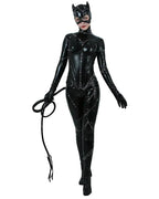 Contemporary Form Fitting High Gloss Faux Leather Jumpsuit With Statement Headwear And Accessories