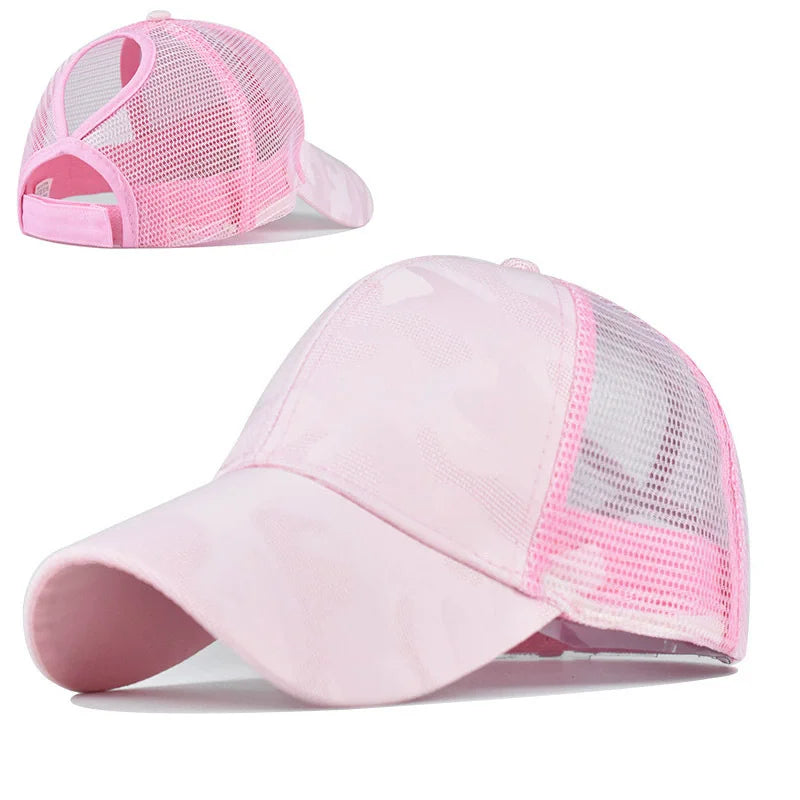 Women's Breathable Ponytail Mesh Baseball Cap with Adjustable Fit for Outdoor Casual Style