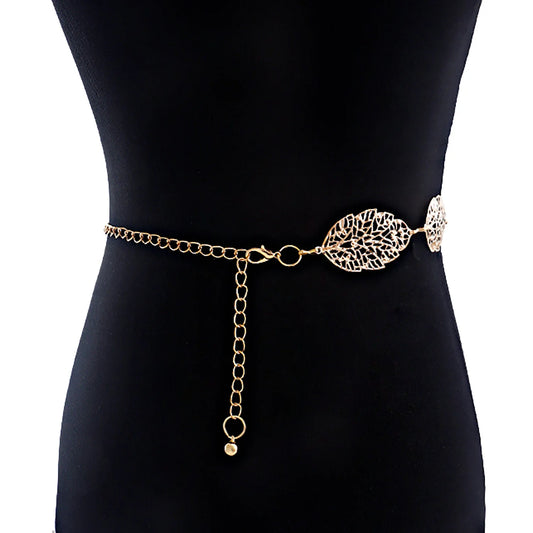 Ornate Leaf Accent Waist Chain for Elegant Alternative Fashion Styling