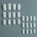 Elegant Lace Pattern Press On Nails with Romantic Vintage Inspired Artwork