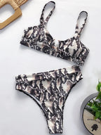 Bold Leopard Print Bralette Bikini with U-Notch Detail and High-Waisted Bottom
