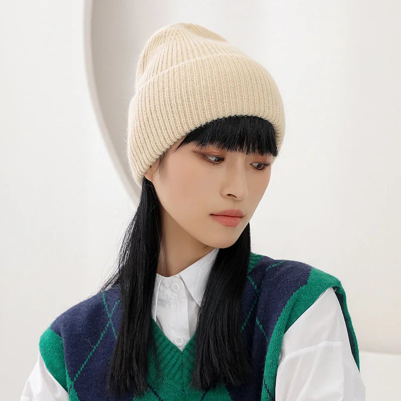 Soft Rabbit Fur Blend Acrylic Knit Beanie for Everyday Winter Casual Fashion and Comfort