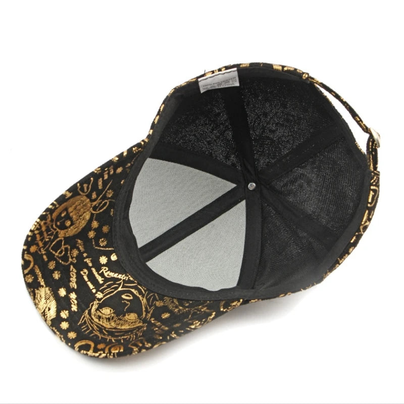 Abstract Graphic Print Baseball Cap Adjustable Curved Brim Urban Streetwear Fashion Hat