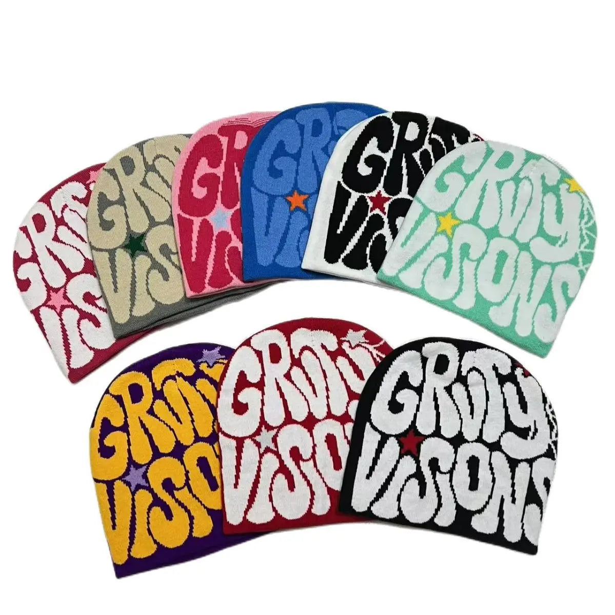 Bold Typography Cotton Blend Knit Beanie for Contemporary Streetwear Winter Everyday Fashion Style