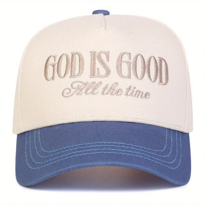 Embroidered Two-Tone Adjustable Baseball Cap with Curved Brim for Contemporary Casual Streetwear Style