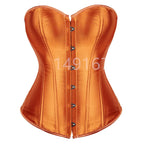 Luminous Teal Satin Overbust Corset with Front Metal Busk