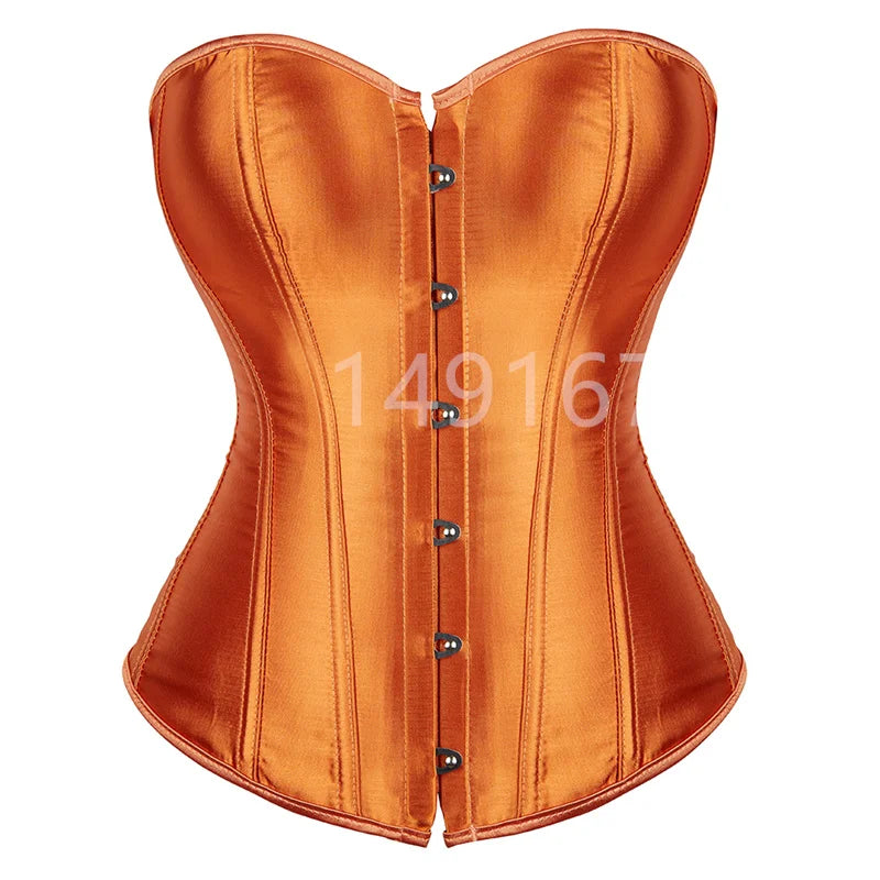 Luminous Teal Satin Overbust Corset with Front Metal Busk