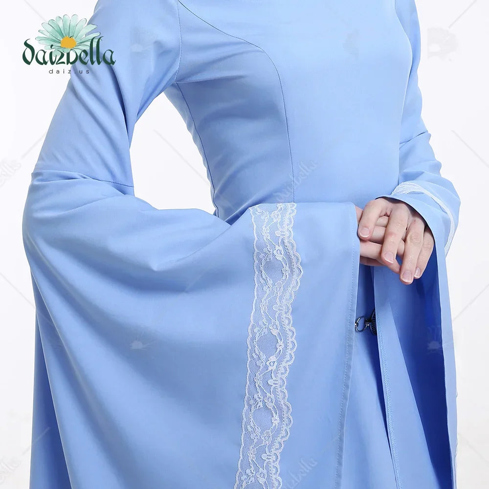 Women's Renaissance-Inspired Maxi Dress with Flowing Bell Sleeves and Empire Waist Design