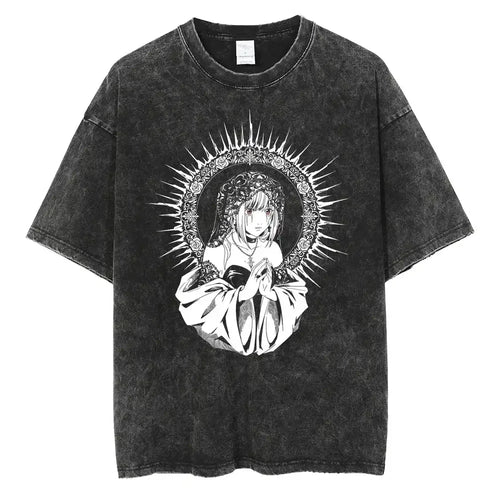Anime Celestial Maiden Graphic T-Shirt with Gothic Manga Streetwear Artwork - BigCat Streetwear