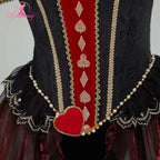 Women's Theatrical Heart Cutout Bodysuit With Exaggerated Puff Sleeves And Flowing Sheer Skirt Overlay