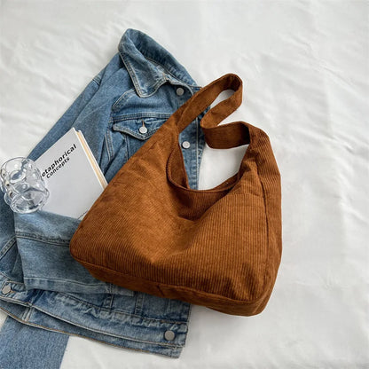 Relaxed Textured Tote Shoulder Bag with Large Capacity Carry Design
