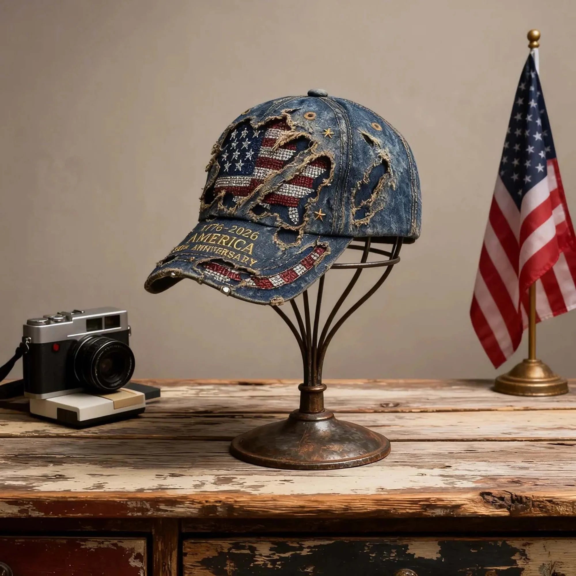 Vintage Distressed Embroidered Baseball Cap with Adjustable Fit for Casual Streetwear Style