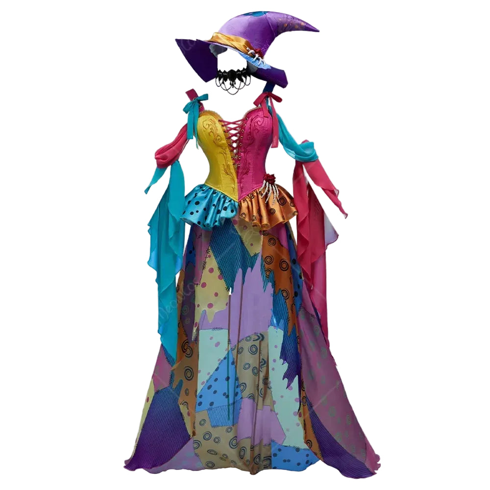 Women's Patchwork Corset and Irregular Skirt Costume Set with Coordinated Accessories