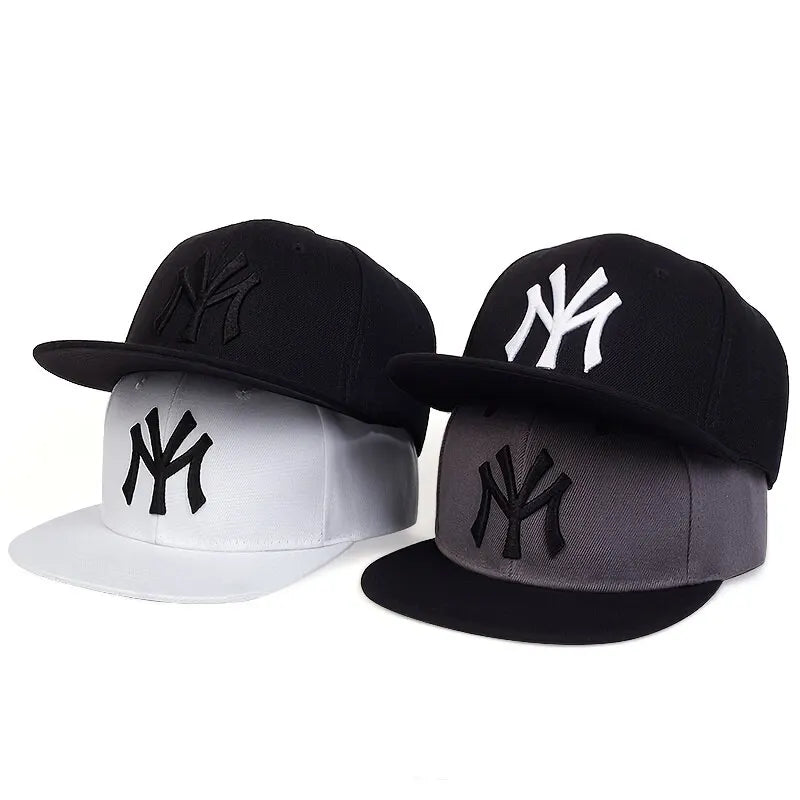 Embroidered Flat Brim Snapback Cap Adjustable Hip Hop Streetwear Baseball Fashion Hat