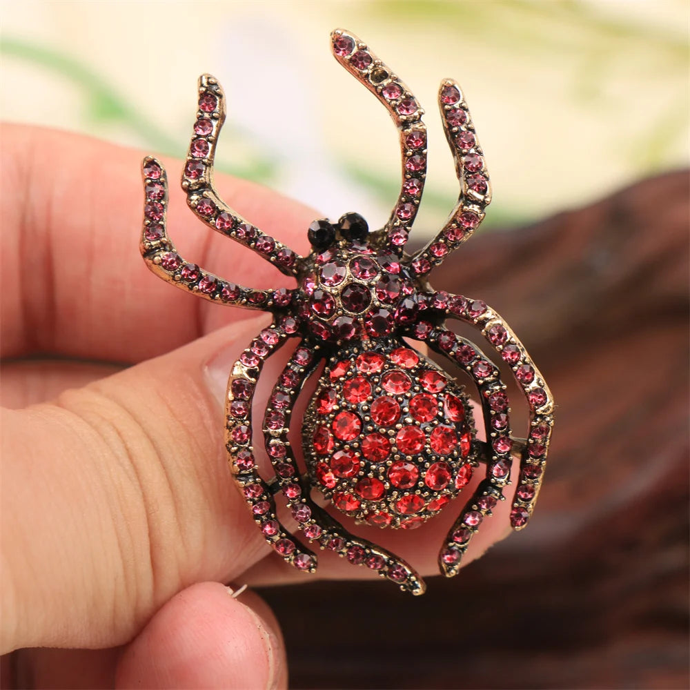 Vintage Gothic Spider Brooch Pin with Ornate Statement Insect Silhouette Design