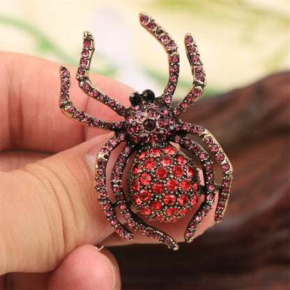 Vintage Gothic Spider Brooch Pin with Ornate Statement Insect Silhouette Design