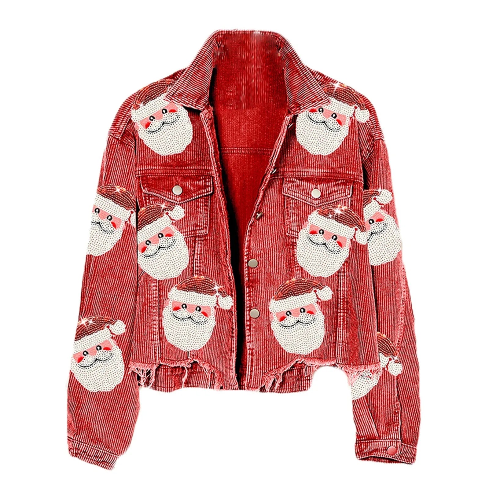 Women's Festive Pattern Button Front Knit Cardigan Cozy Holiday Casual Layering Jacket