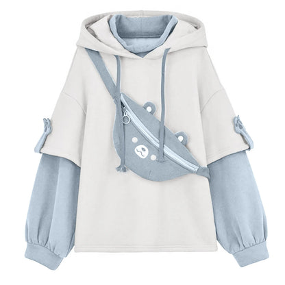 Women's Oversized Color Block Hooded Sweatshirt Relaxed Casual Streetwear Pullover Hoodie