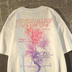 Rose Graphic Streetwear Cotton Blend T-Shirt With Edgy Urban Artwork