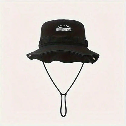Unisex Retro Bucket Hat with Adjustable Chin Cord for Everyday Outdoor Casual Style