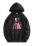 Anime Girl Graphic Hoodie with Dark Manga Streetwear Aesthetic