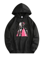 Anime Girl Graphic Hoodie with Dark Manga Streetwear Aesthetic