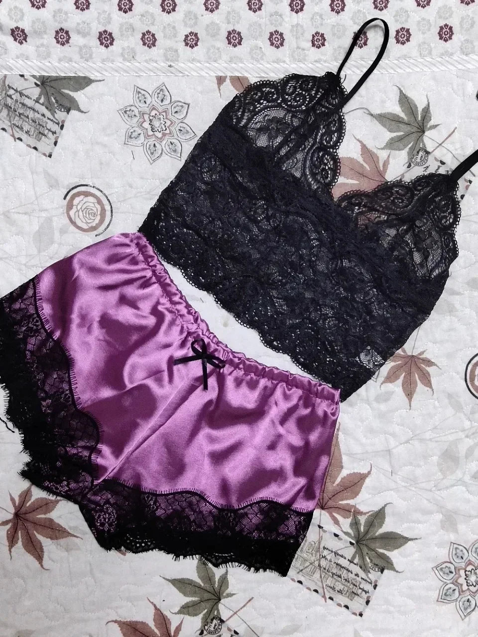 Women's Lace-Trim Silk-Look Crop Top and Shorts Pajama Set, Sleeveless Two-Piece Loungewear with Feminine Nightwear Styling