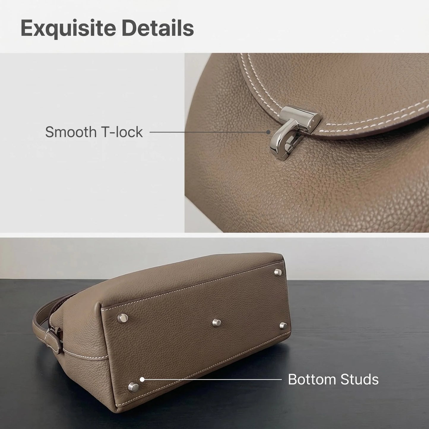 Minimalist Genuine Leather Crescent Shoulder Bag with Soft Structured Silhouette