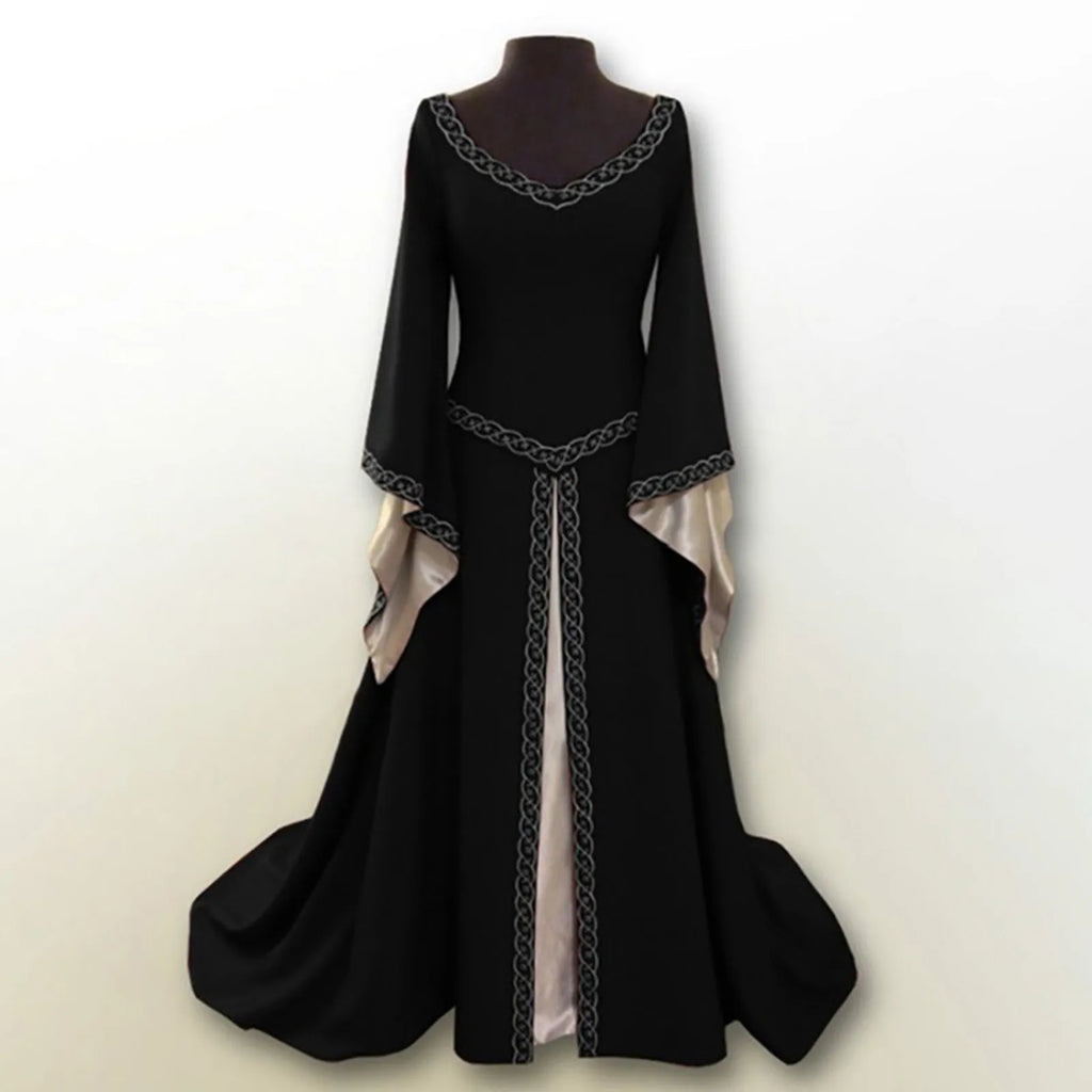 Medieval Inspired Hooded Maxi Dress With Gothic Fantasy Alternative Fashion Styling