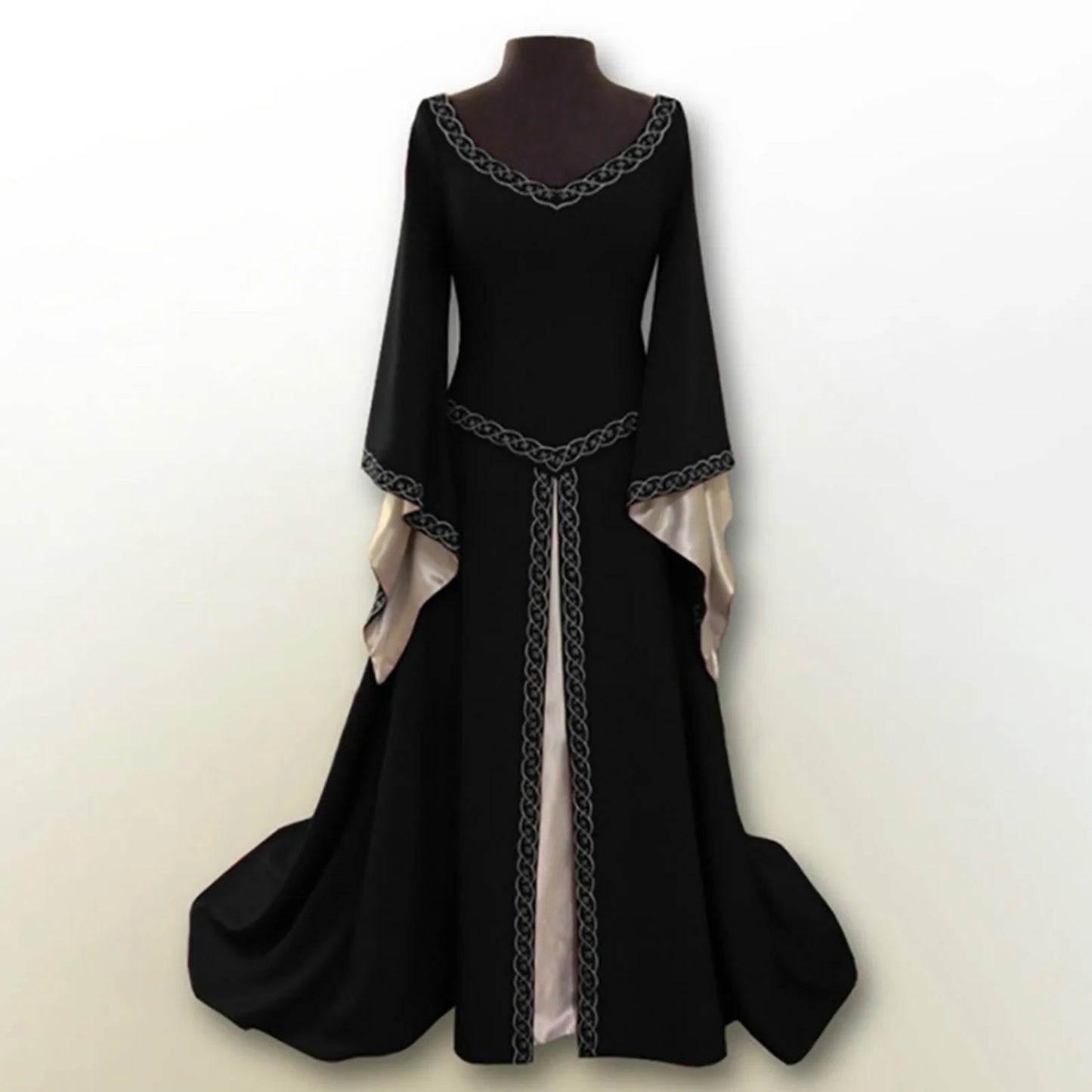 Medieval Inspired Hooded Maxi Dress With Gothic Fantasy Alternative Fashion Styling