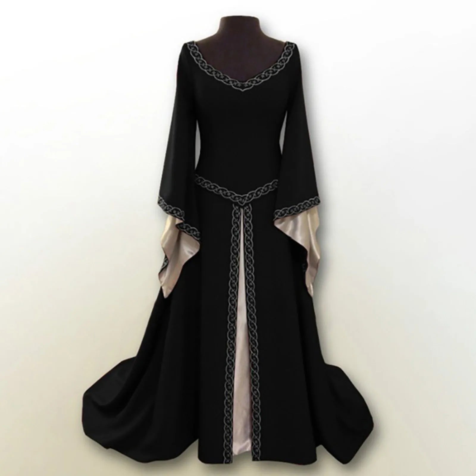 Medieval Inspired Hooded Maxi Dress With Gothic Fantasy Alternative Fashion Styling