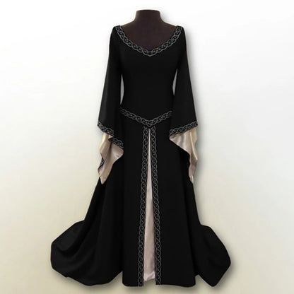 Medieval Inspired Hooded Maxi Dress With Gothic Fantasy Alternative Fashion Styling