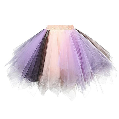 Layered Mesh Tutu Mini Skirt with Volume Pleats Festival Styling