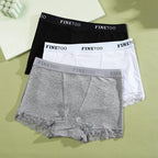 6-Piece Women’s Cotton Boyshorts Set with Mid-Rise Silhouette, Delicate Lace Trim and Assorted Solid Colors
